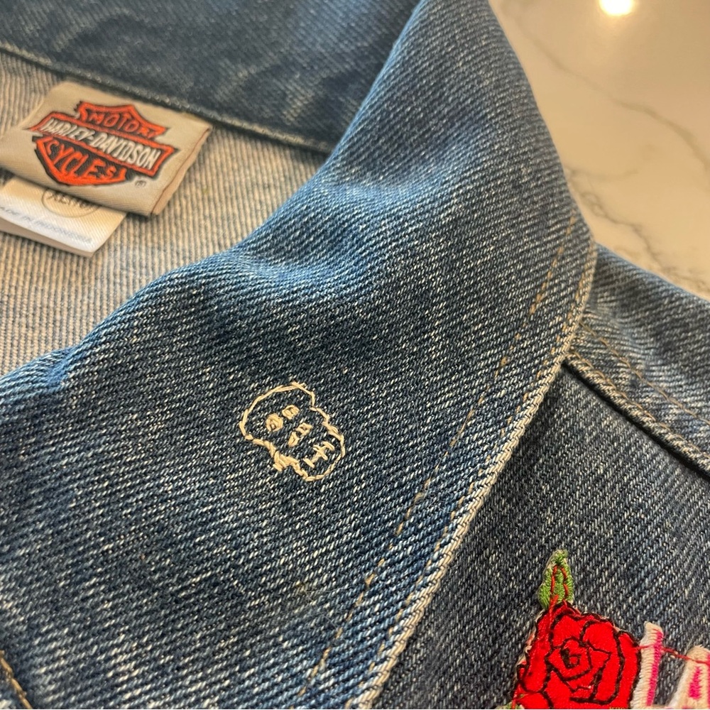 Harley Davidson Motorcycle Denim Vest with Patches - Picture 8 of 17